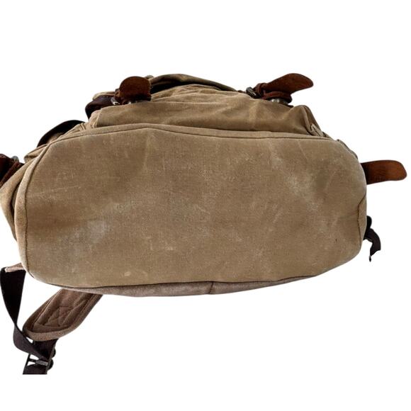 Vintage Waxed Canvas Leather Back Pack Utility Streetwear Commuter Gorpcore - Picture 9 of 16